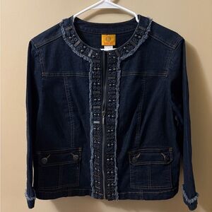 Ruby Rd. Dark Blue Embellished Jean Jacket